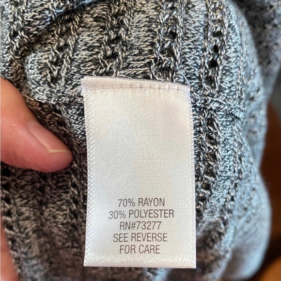 Apt 9 Cardigan Eyelet Sweater Open Front Step Hem Grey Large - Picture 10 of 11